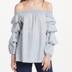 Striped Off The Shoulder Max Edition Ruched Sleeve Top Size XL